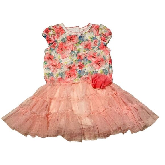 10/$25🦋 Nanette Baby Pink Floral Tulle Skirted Dress - 18M - Picture 1 of 9